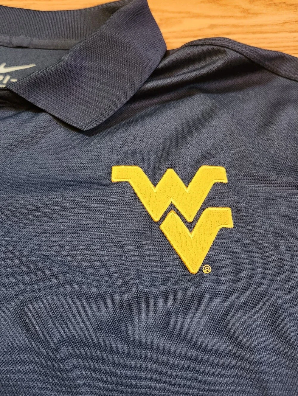 West Virginia Mountaineers Nike Elite Polo Shirt Men XL Blue DRI-FIT Performance